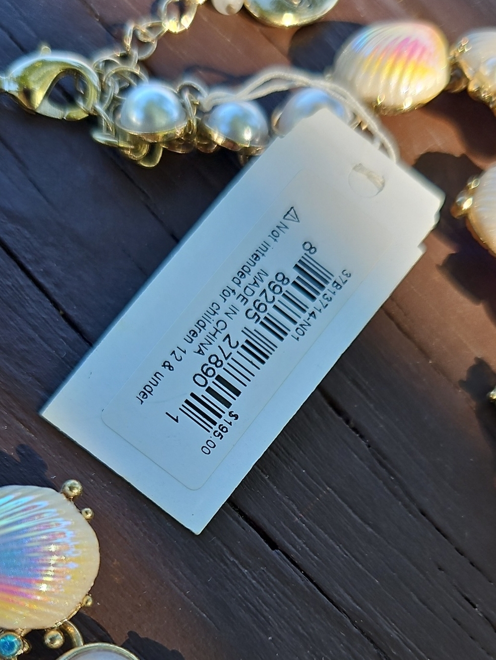 Betsey Johnson Iridescent Pearl Shell Necklace with Blue Star Accents - Picture 3 of 8